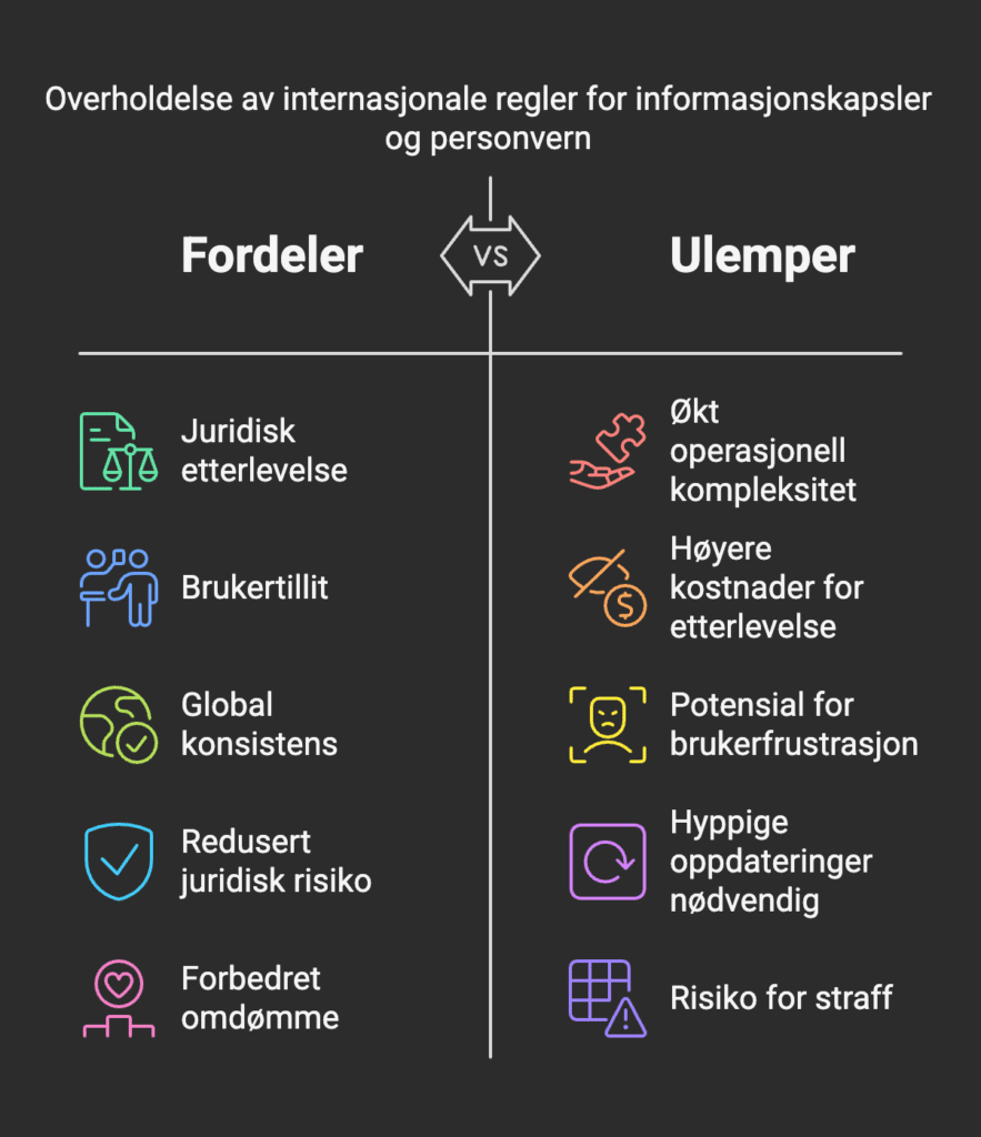 Overholdelse av internasjonale regler for informasjonskapsler og personvern